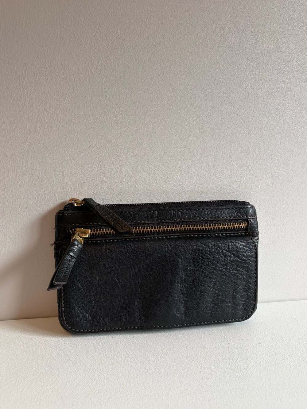 Fossil Logan Black Leather Double Zip Clutch Wallet - Picture 2 of 5